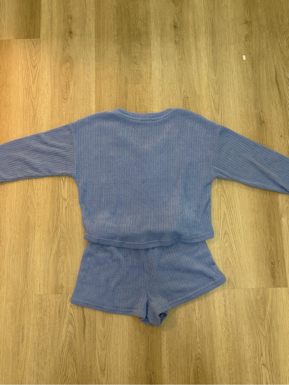 Cozy Light Blue Plush Lounge Set - Top & Shorts - Picture 3 of 5